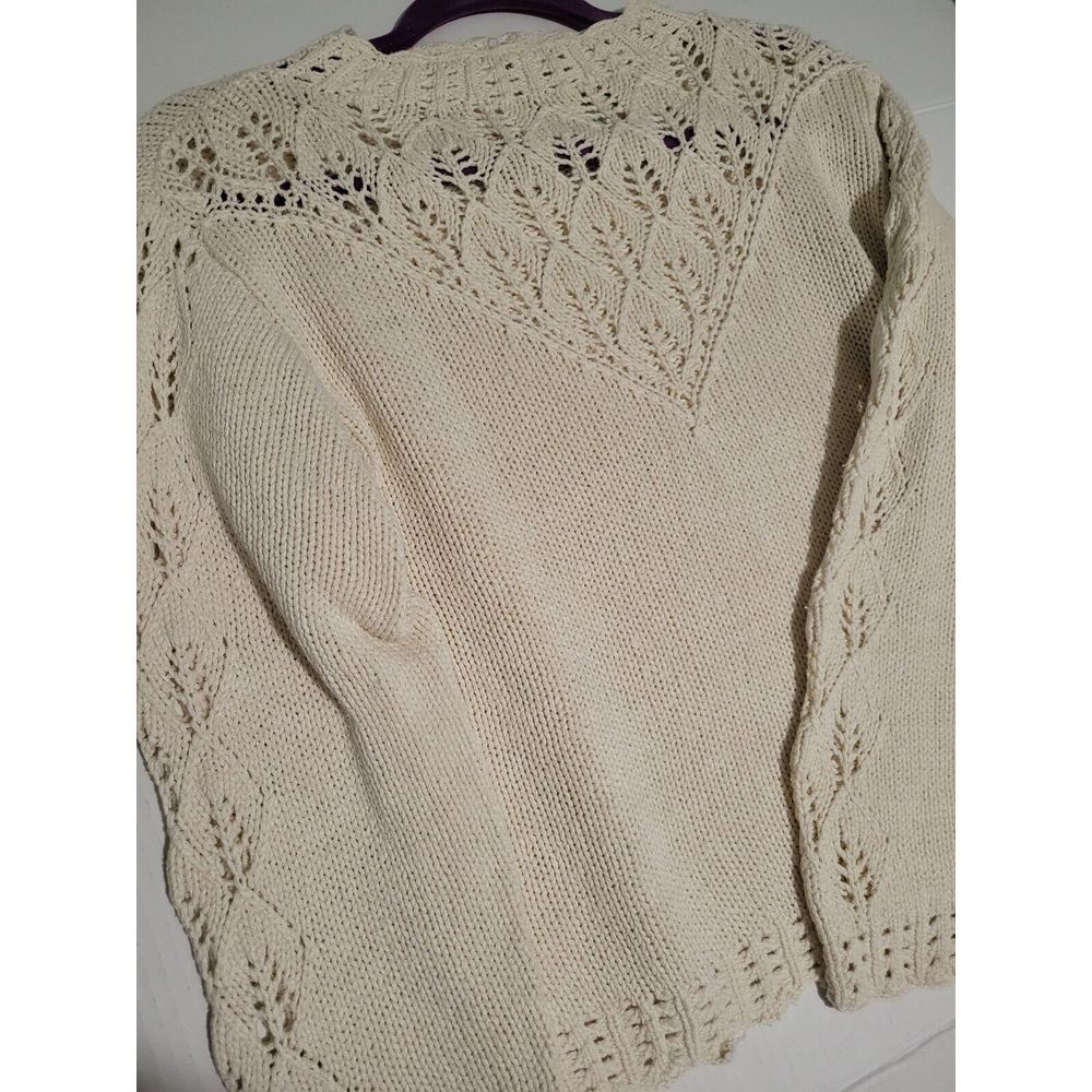 Orvis Cream Off-the-Shoulder Lace Knit Sweater